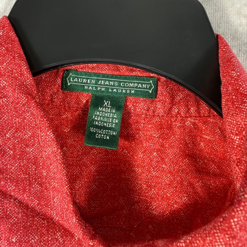 Lauren Jeans Co Ralph Lauren Button Down Women XL Red Cotton Long Sleeve Preppy - Picture 3 of 8
